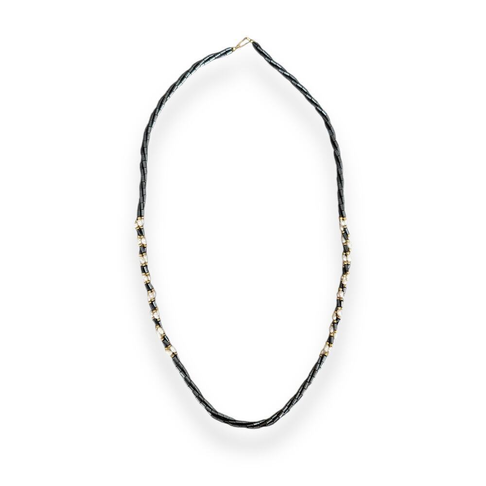 Vintage Genuine Borogue Pearl & Hematite 30" Necklace